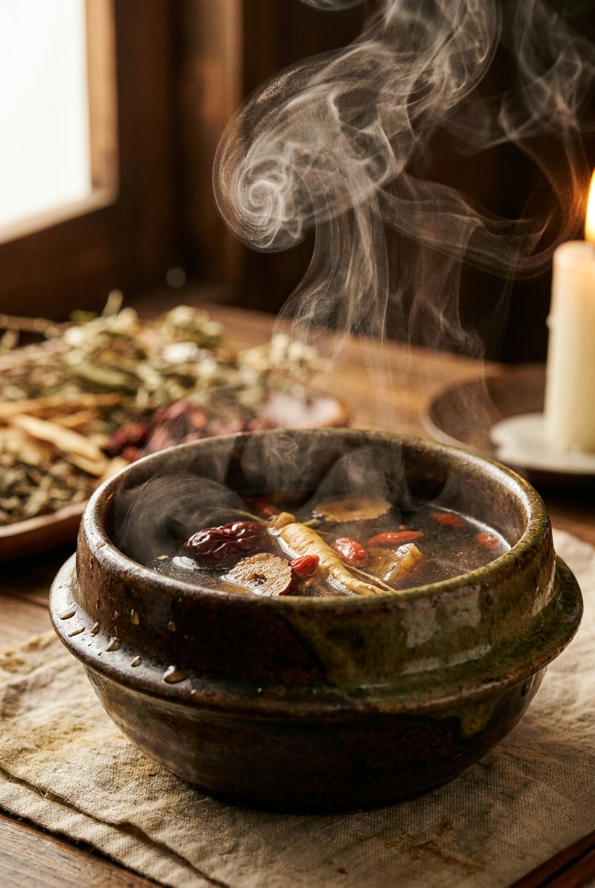 Steaming herbal soup